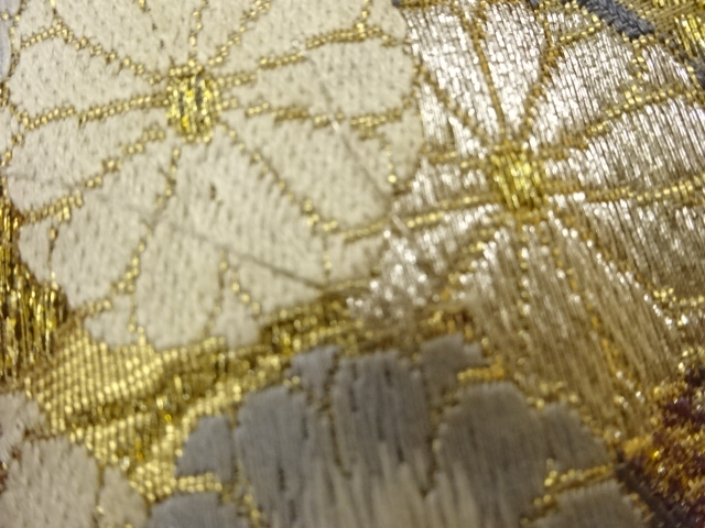 6891229: JAPANESE KIMONO / VINTAGE FUKURO OBI / WOVEN AUTUMN